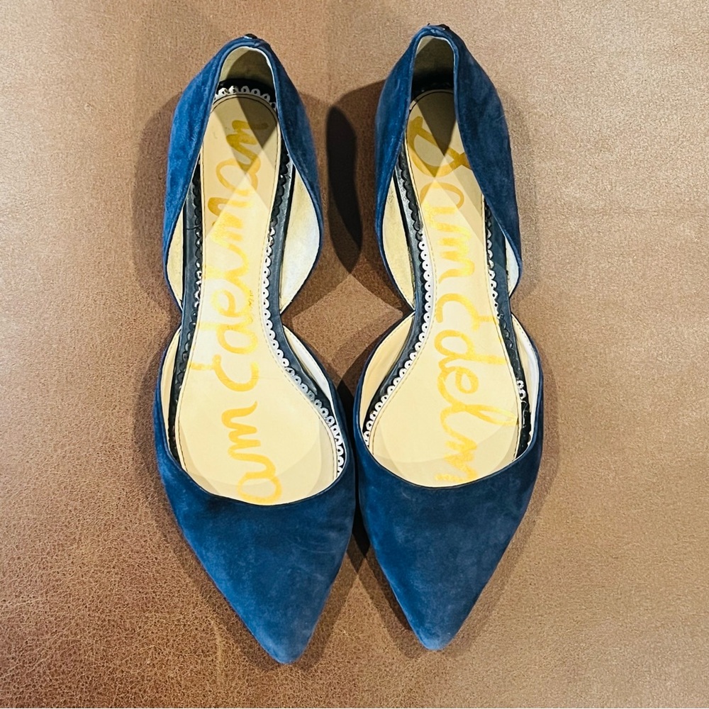 SAM EDELMAN Rodney D’orsay Navy Blue Suede Flats 8